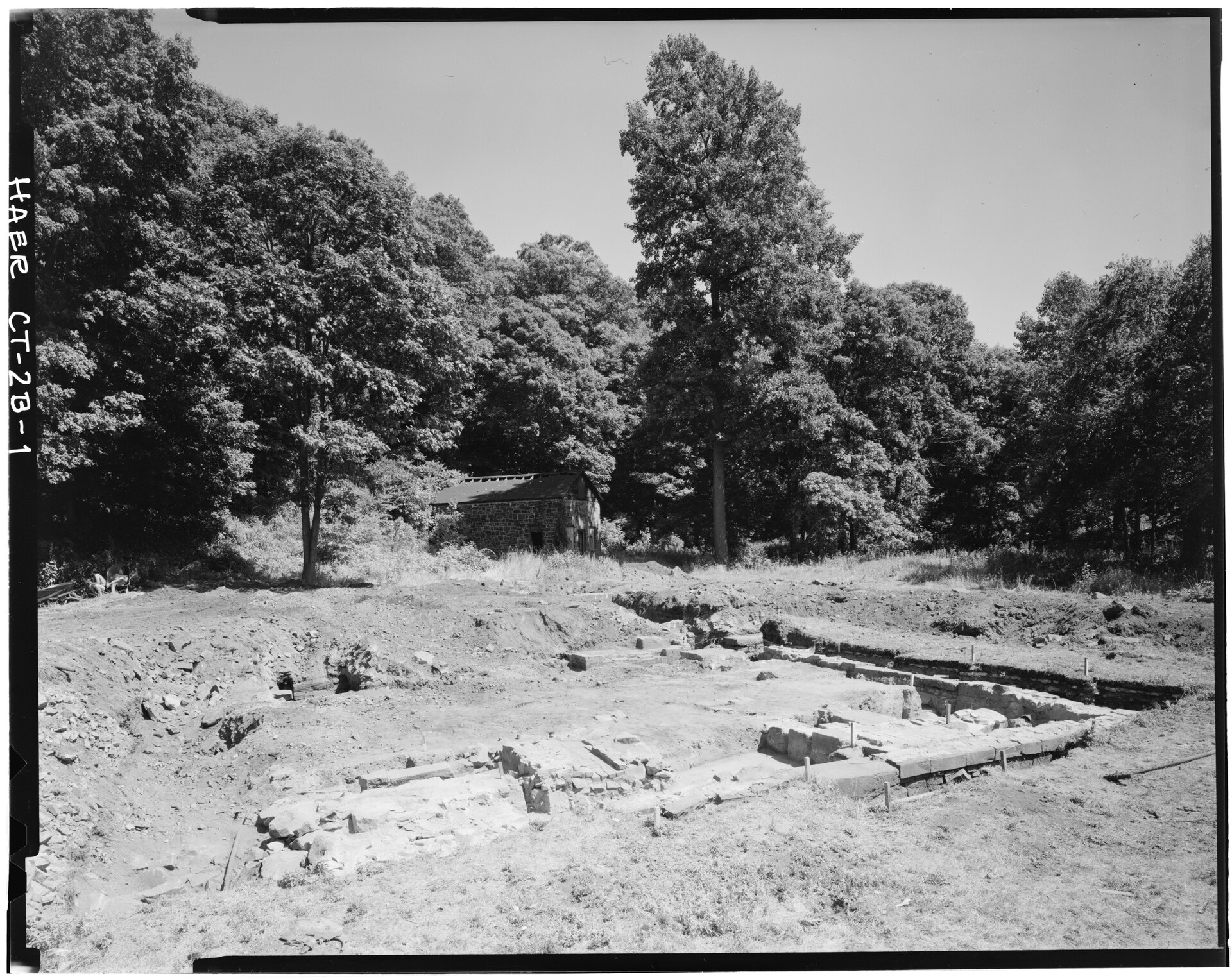 Whitney armory: forge-building remains, survey view 1
