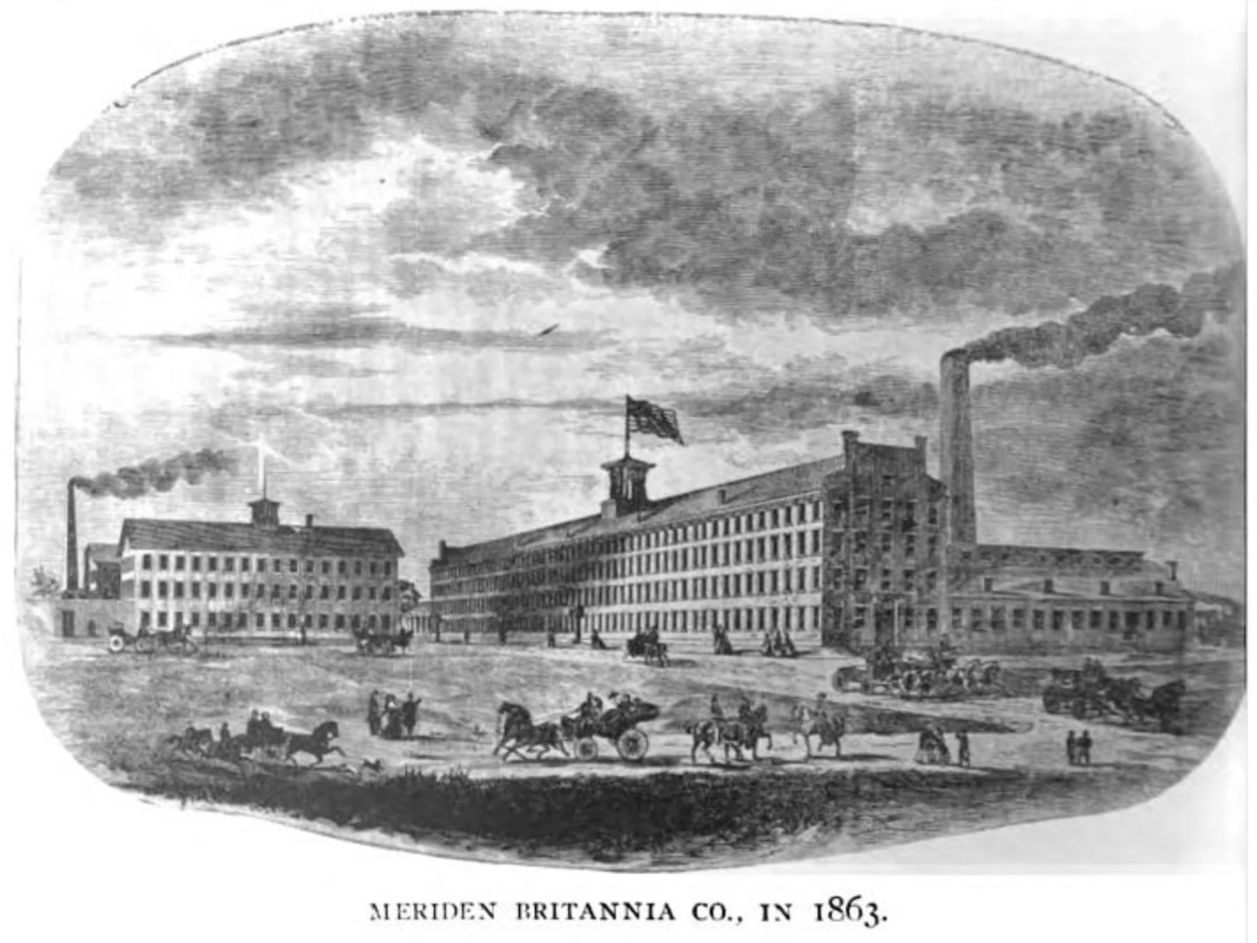Meriden Britannia factory, view labeled 1863