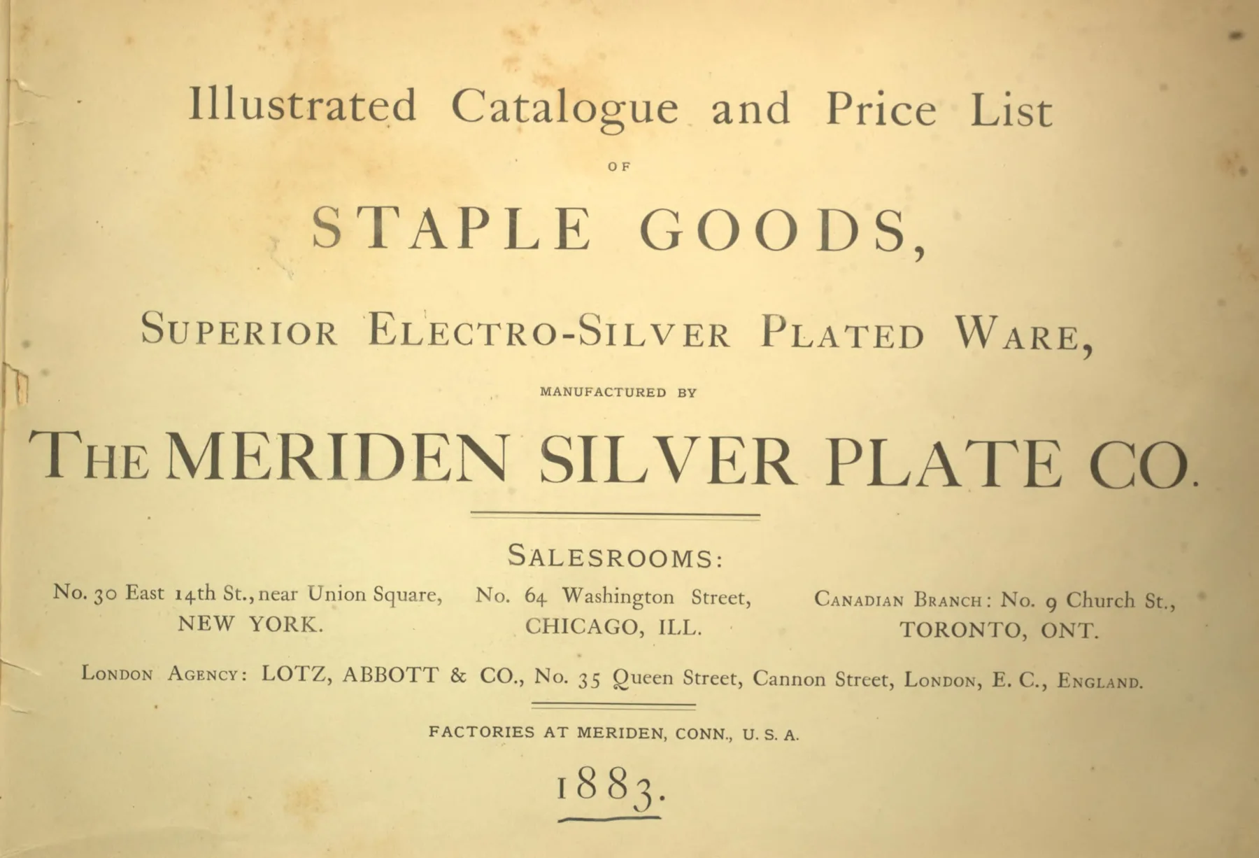 1883 catalog title and salesrooms