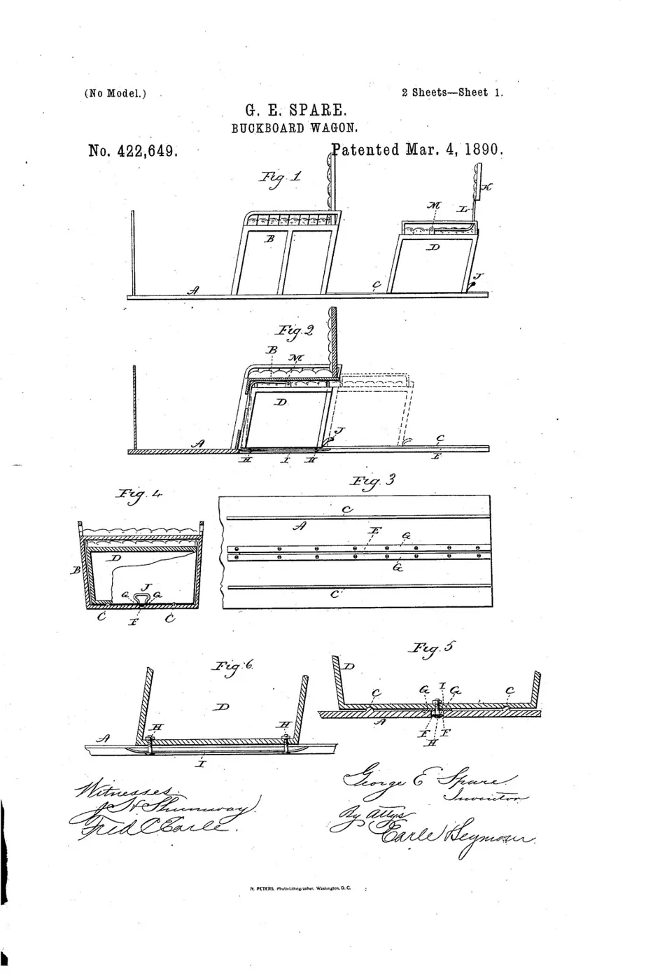 Charles E. Spare vehicle patent, drawing sheet 1