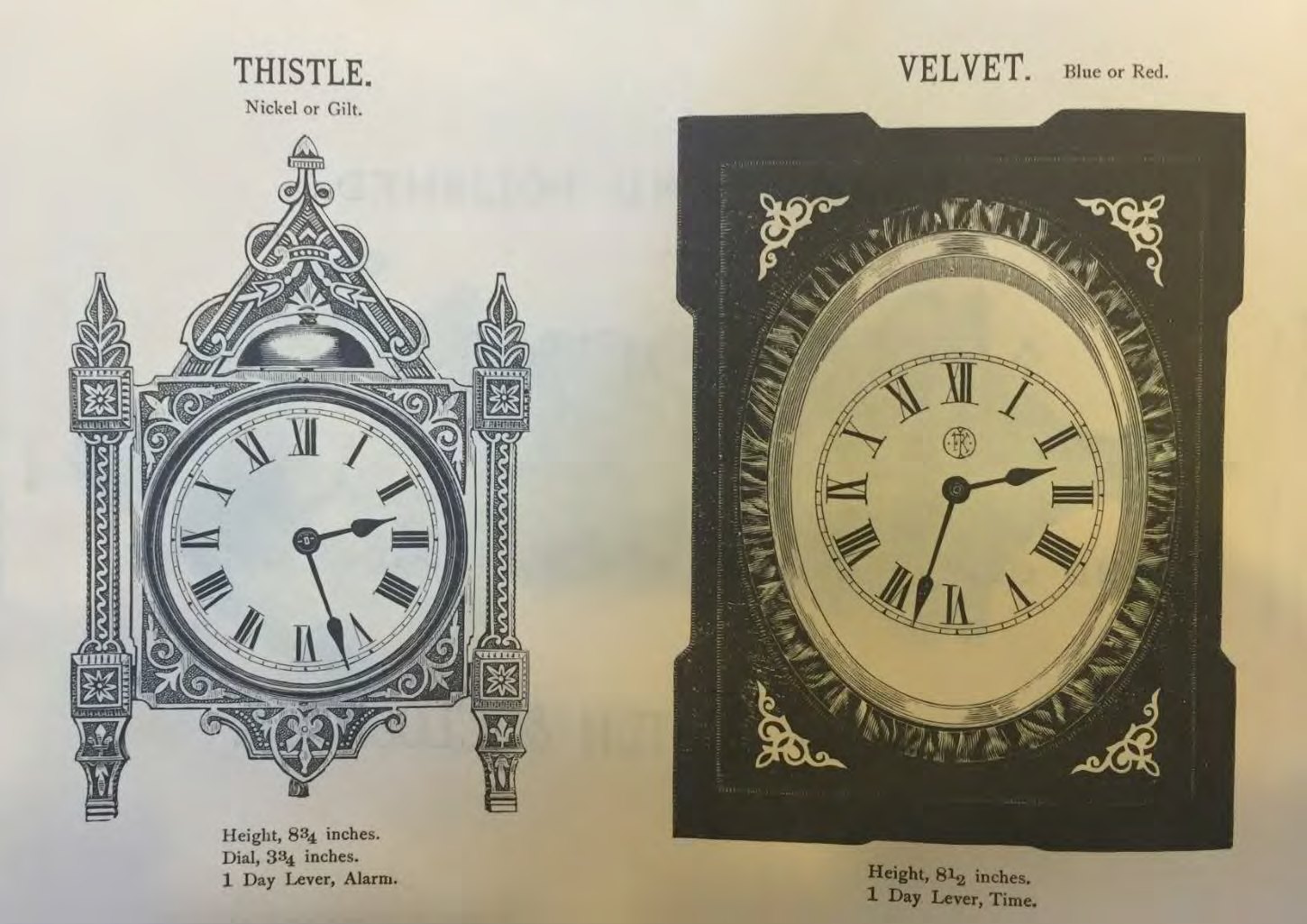 Thistle and Velvet clocks, 1880