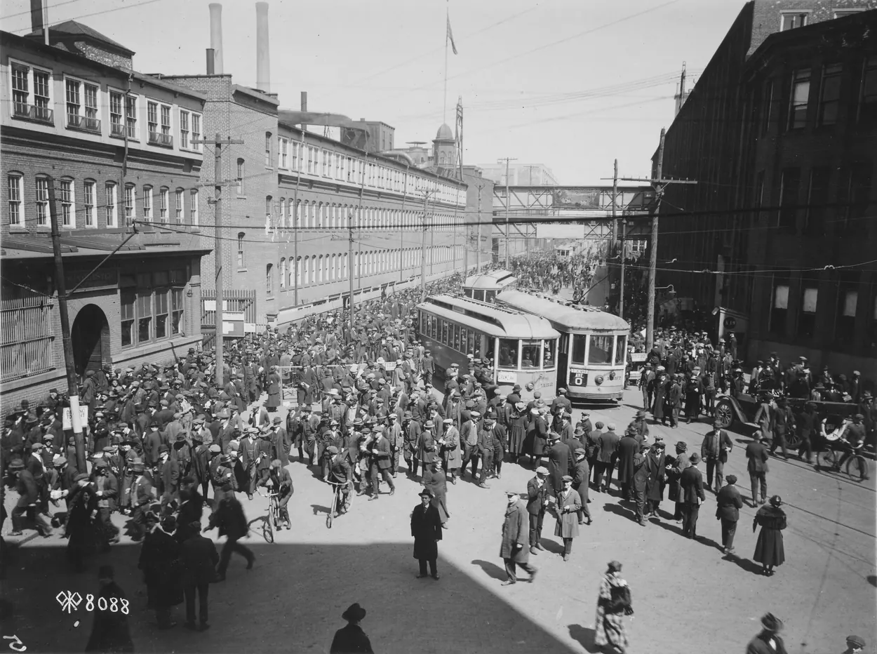 A streetcar in the working city