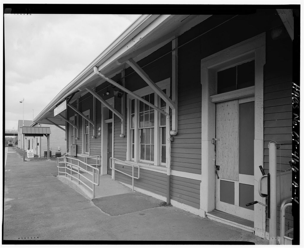 Detail of depot north elevation looking southeast - Old Saybrook Railroad Station, Depot, 455 Boston Post Road, Old Saybrook, Middlesex County, CT · Photograph date not recorded; survey documentation compiled after 1933