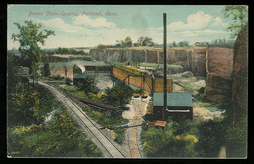 Portland brownstone quarry — historical postcard, 1911 · 1911