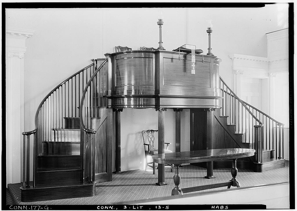 Interior detail of pulpit, from south west