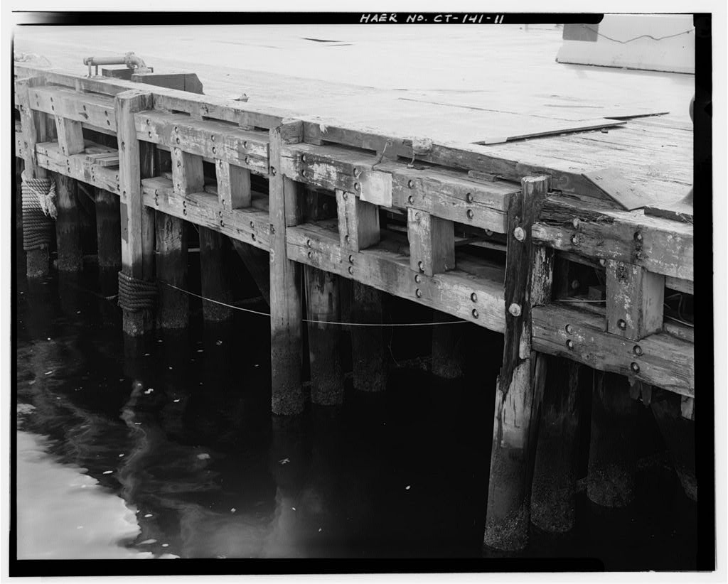 Detail of typical section of wood deck and piling